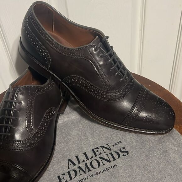 🔥🔥 ALLEN EDMONDS "Strand" Cap-Toe Oxford Dress Shoes Size 9.5 B - Carbon Gray - Picture 2 of 16